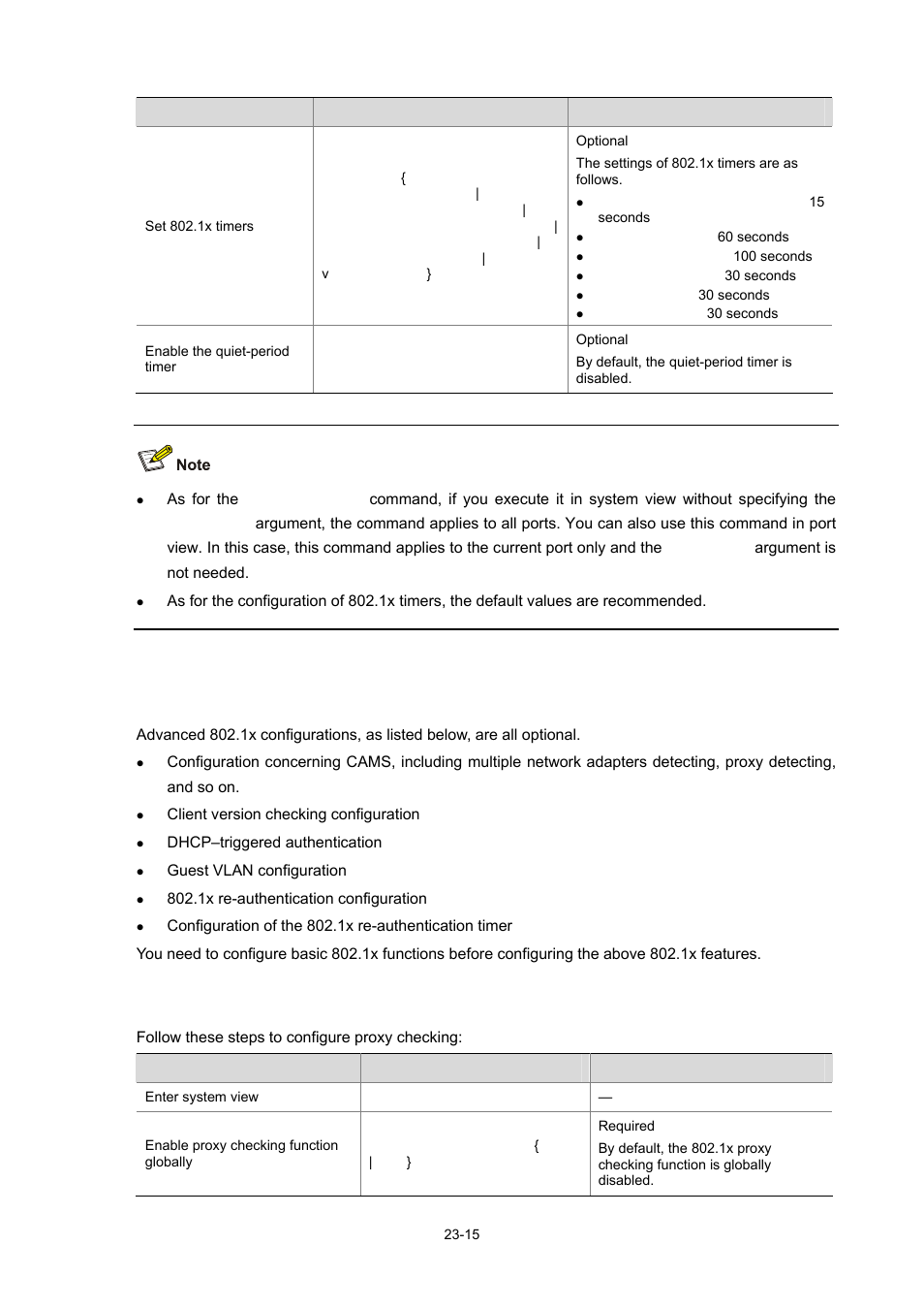 Advanced 802.1x configuration, Configuring proxy checking | H3C Technologies H3C WX3000 Series Unified Switches User Manual | Page 232 / 686