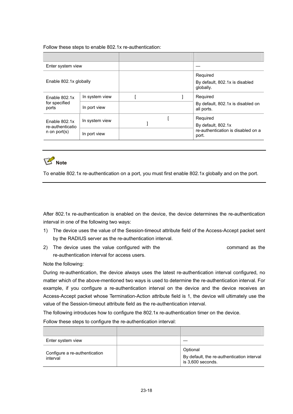 Configuring 802.1x re-authentication, Configuring the 802.1x re-authentication timer | H3C Technologies H3C WX3000 Series Unified Switches User Manual | Page 235 / 686