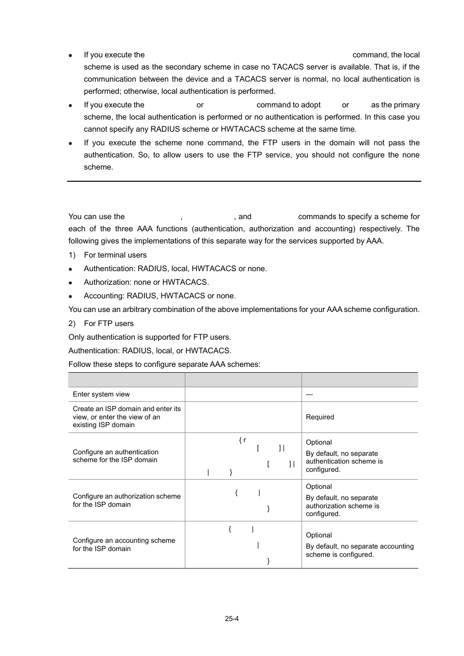 Configuring separate aaa schemes | H3C Technologies H3C WX3000 Series Unified Switches User Manual | Page 256 / 686
