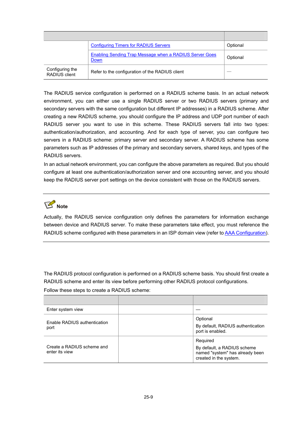 Creating a radius scheme | H3C Technologies H3C WX3000 Series Unified Switches User Manual | Page 261 / 686