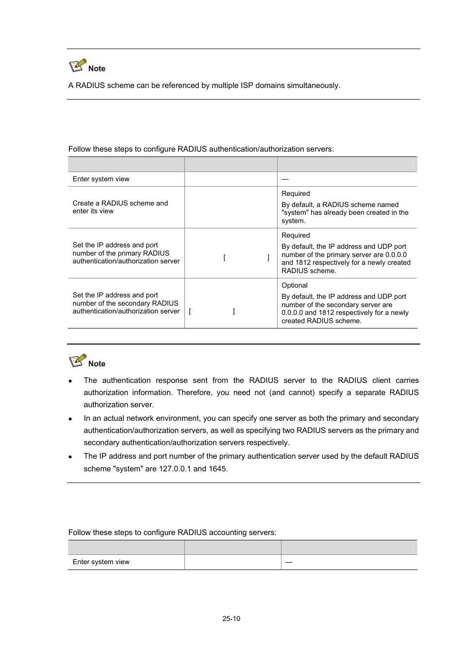 Configuring radius accounting servers | H3C Technologies H3C WX3000 Series Unified Switches User Manual | Page 262 / 686