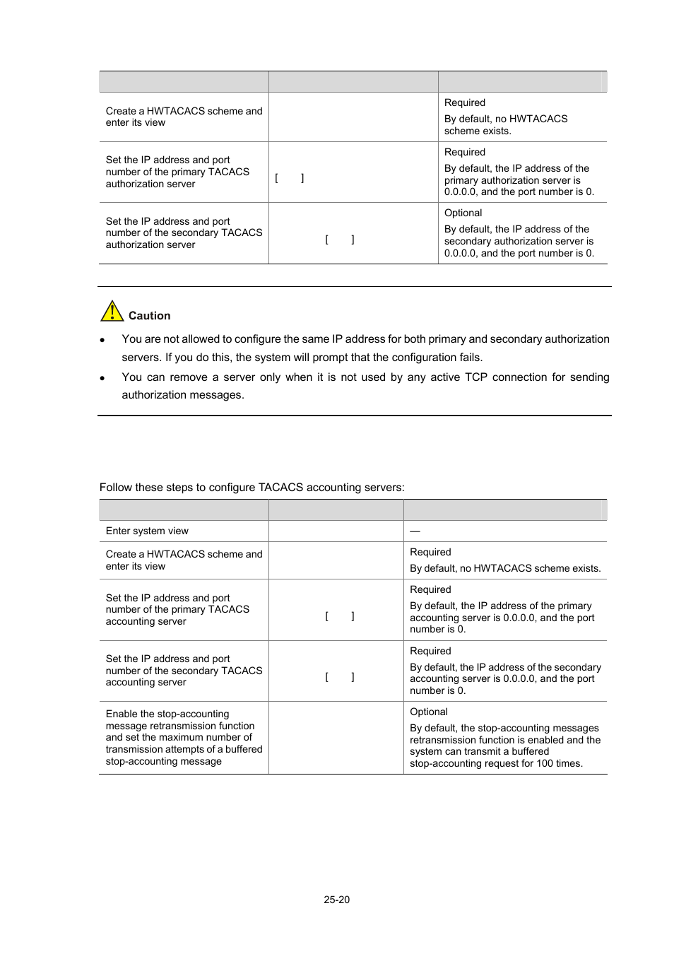 Configuring tacacs accounting servers, Configuring tacacs accounting servers -20 | H3C Technologies H3C WX3000 Series Unified Switches User Manual | Page 272 / 686