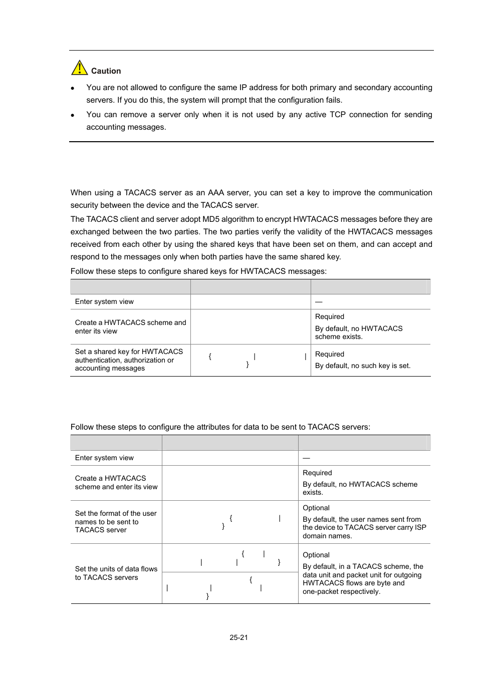 Configuring shared keys for hwtacacs messages | H3C Technologies H3C WX3000 Series Unified Switches User Manual | Page 273 / 686