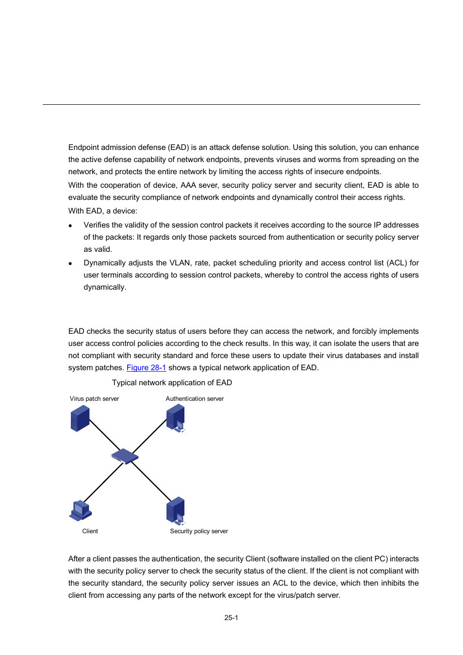 28 ead configuration, Introduction to ead, Typical network application of ead | 1 typical network application of ead, Ead configuration | H3C Technologies H3C WX3000 Series Unified Switches User Manual | Page 281 / 686