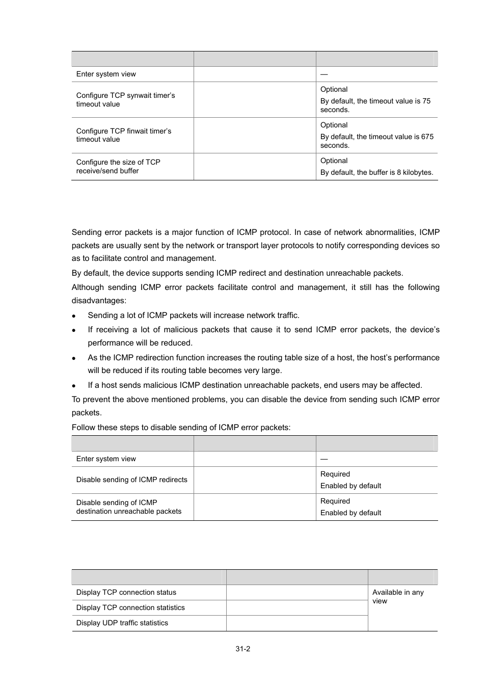 Disabling sending of icmp error packets, Disabling sending of icmp error packets -2 | H3C Technologies H3C WX3000 Series Unified Switches User Manual | Page 299 / 686