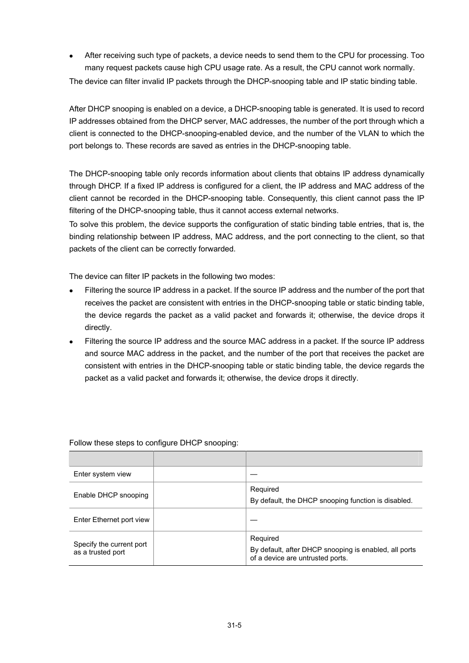 Dhcp snooping configuration, Configuring dhcp snooping | H3C Technologies H3C WX3000 Series Unified Switches User Manual | Page 319 / 686