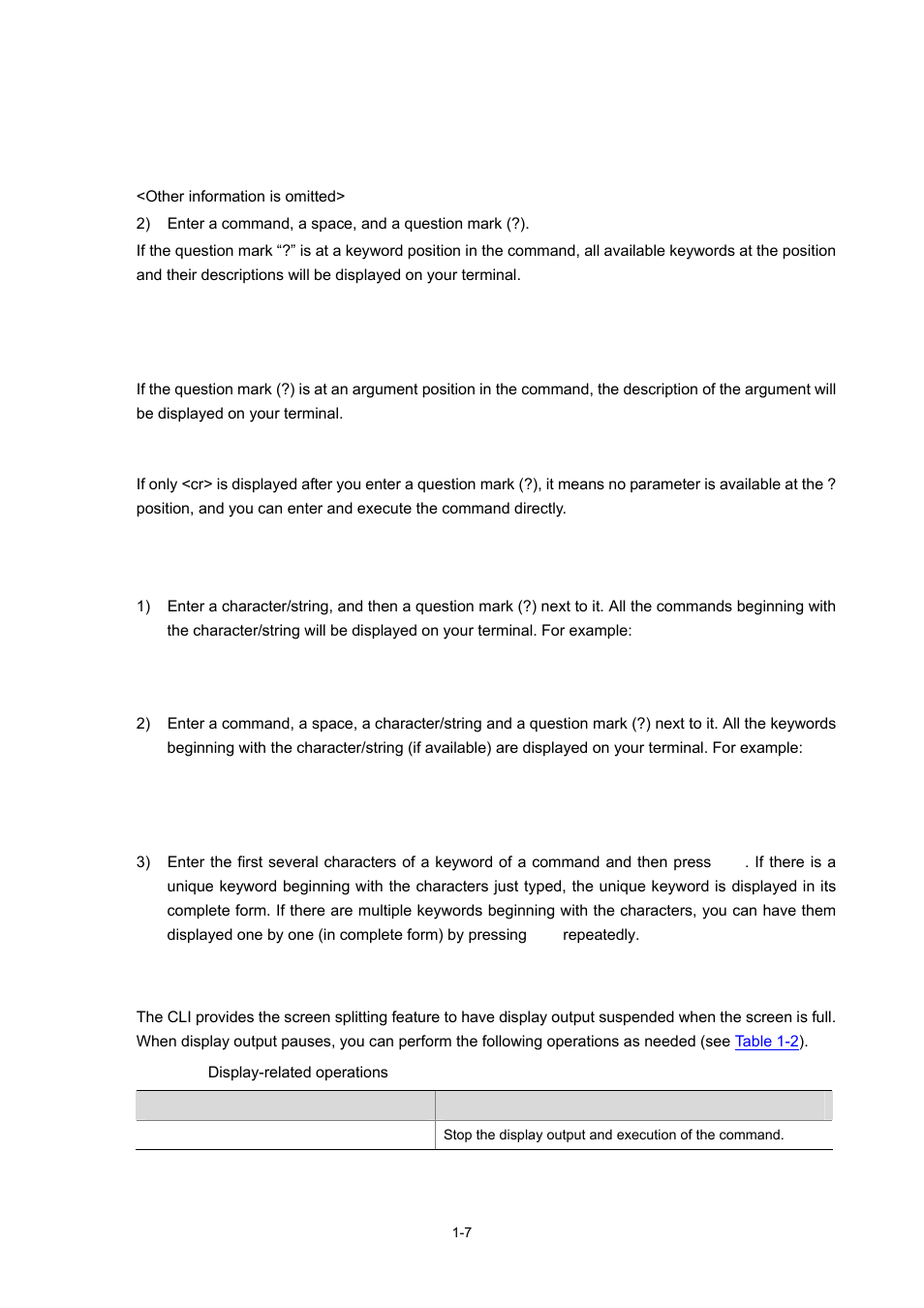 Partial online help, Terminal display | H3C Technologies H3C WX3000 Series Unified Switches User Manual | Page 33 / 686
