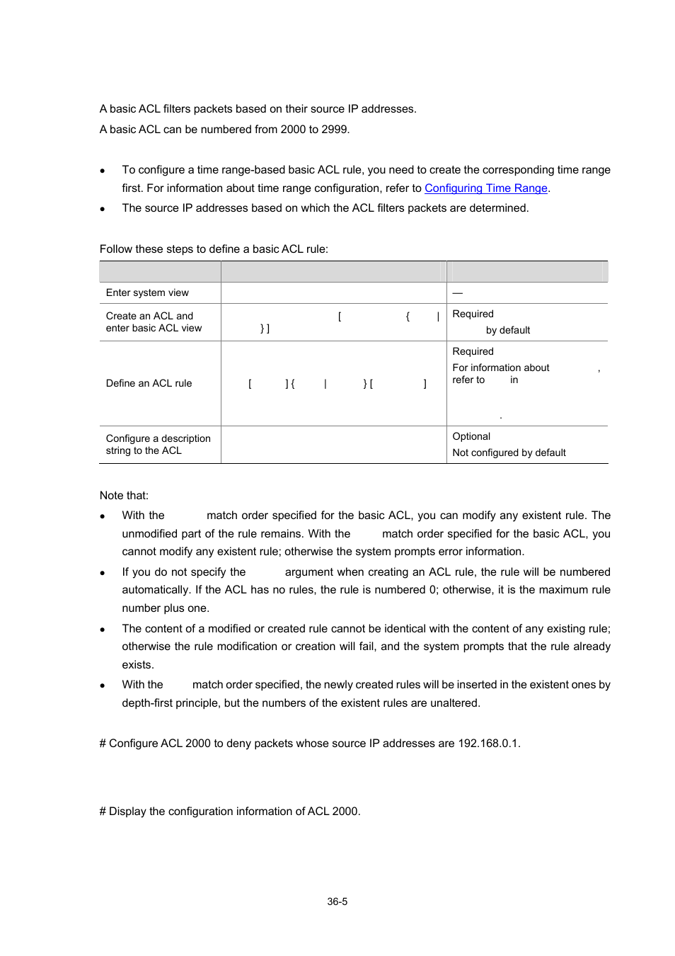 Configuring basic acl | H3C Technologies H3C WX3000 Series Unified Switches User Manual | Page 334 / 686