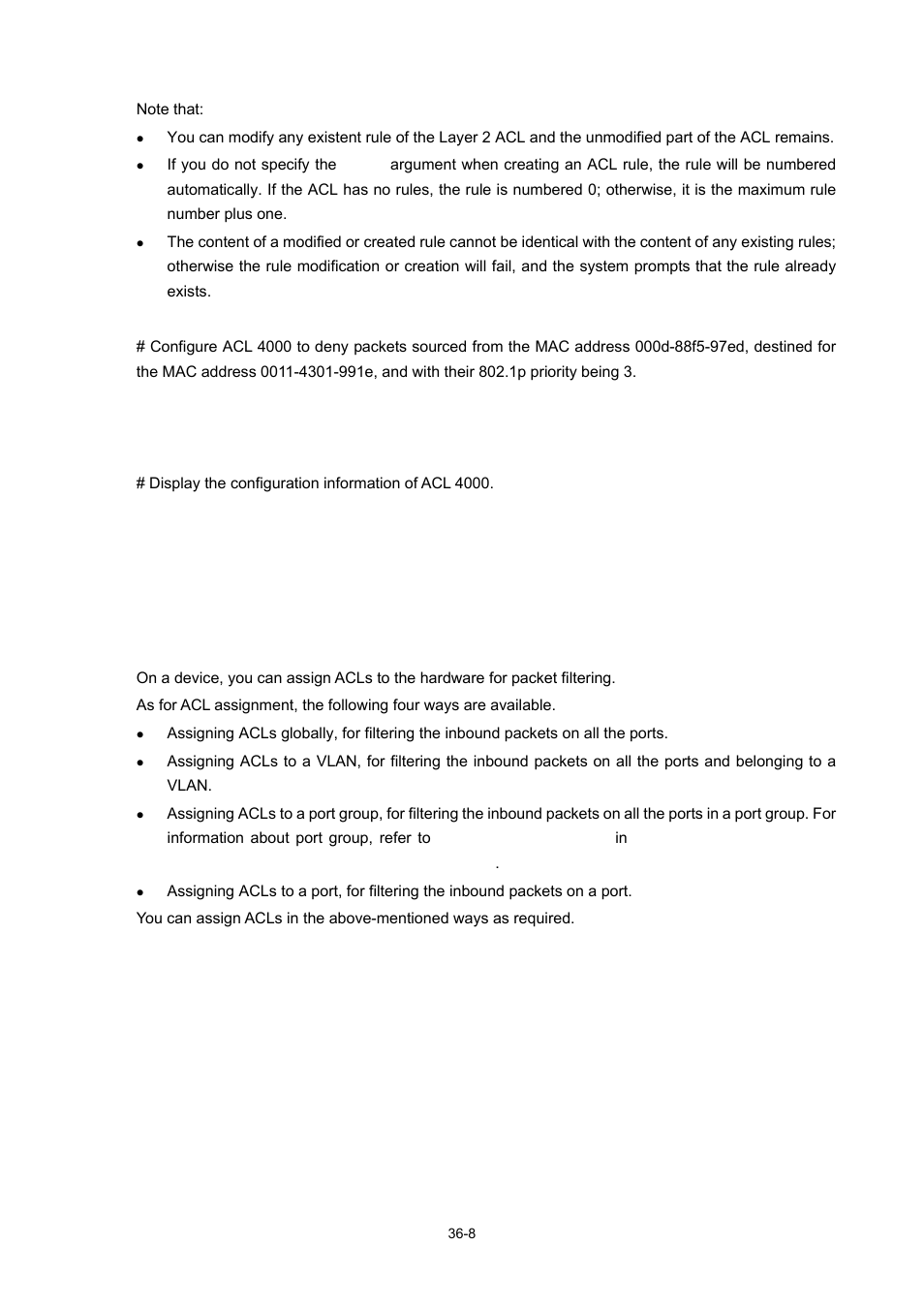 Acl assignment | H3C Technologies H3C WX3000 Series Unified Switches User Manual | Page 337 / 686
