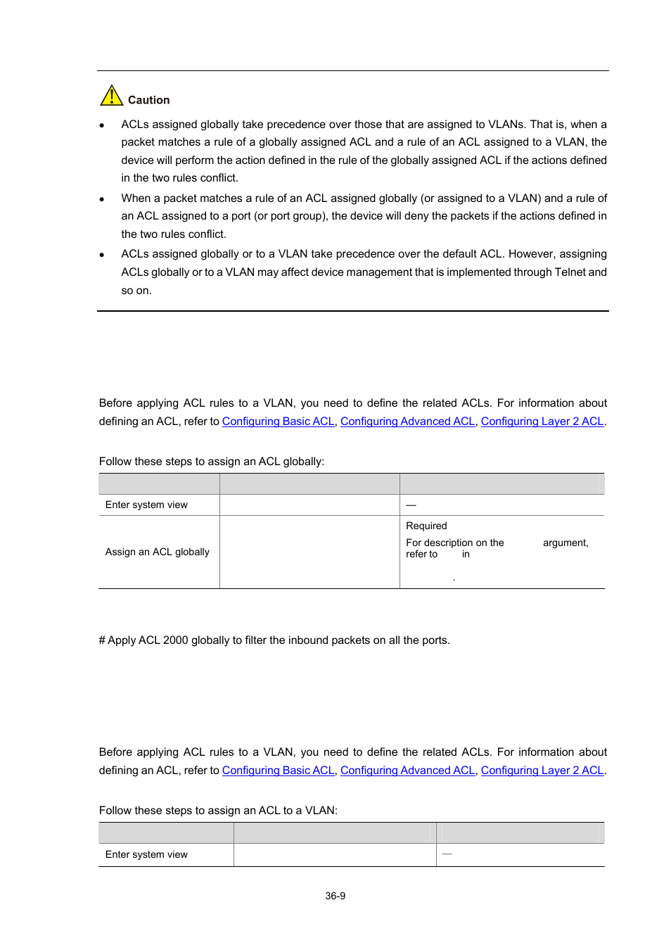 Assigning an acl globally, Assigning an acl to a vlan, 9 assigning an acl to a vlan | H3C Technologies H3C WX3000 Series Unified Switches User Manual | Page 338 / 686