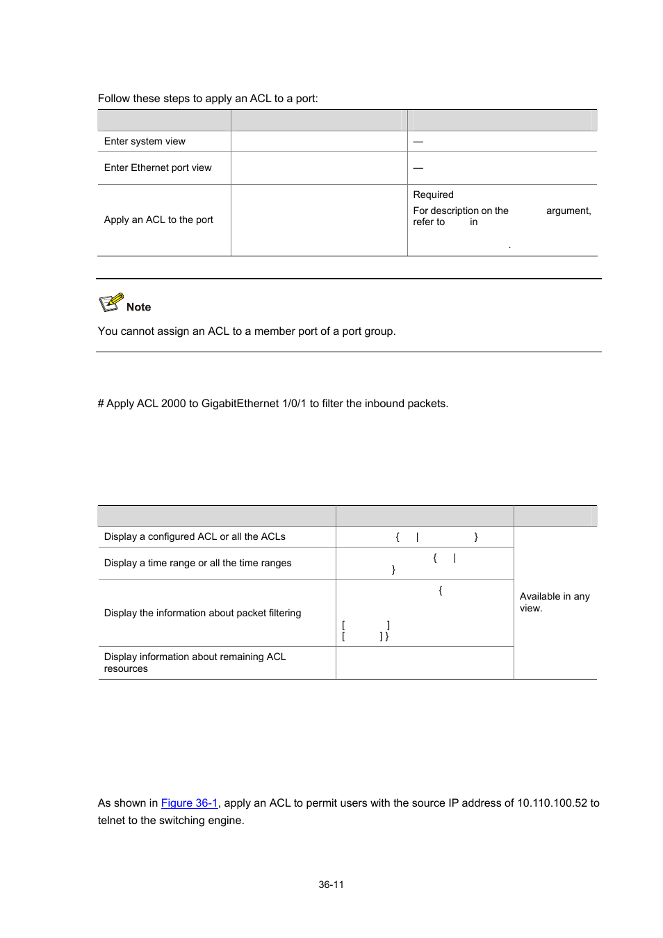 Displaying and maintaining acl, Examples for upper-layer software referencing acls | H3C Technologies H3C WX3000 Series Unified Switches User Manual | Page 340 / 686