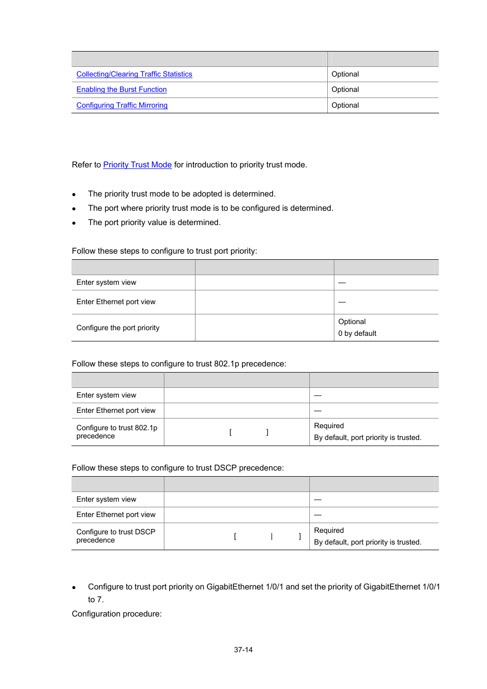 Configuring priority trust mode | H3C Technologies H3C WX3000 Series Unified Switches User Manual | Page 358 / 686