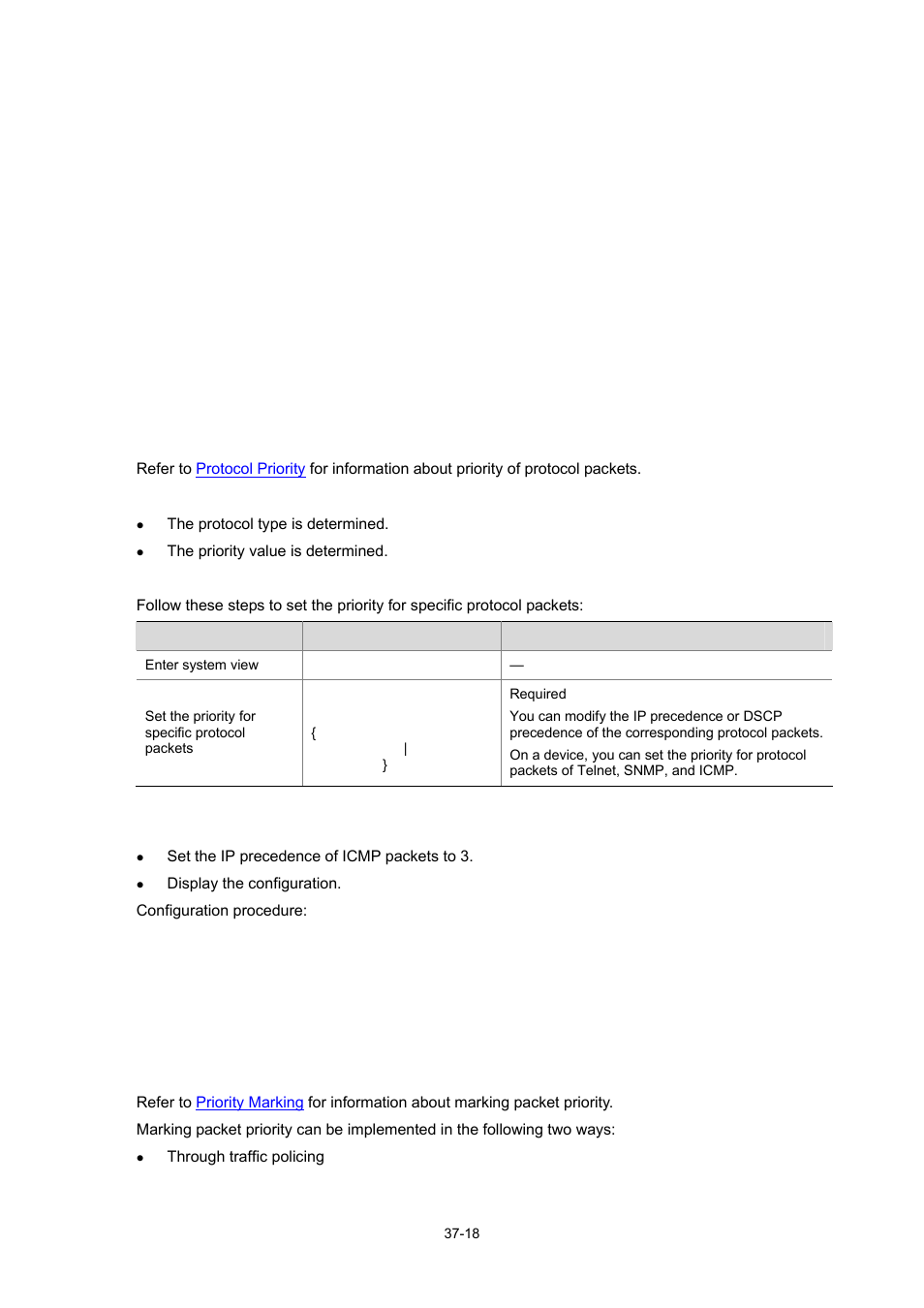 Setting the priority of protocol packets, Marking packet priority | H3C Technologies H3C WX3000 Series Unified Switches User Manual | Page 362 / 686