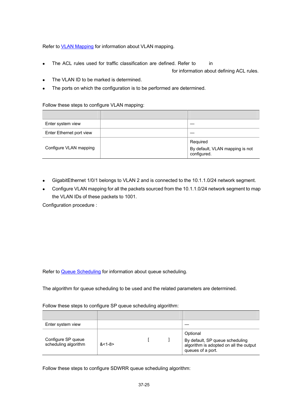 Configuring vlan mapping, Configuring queue scheduling, 25 configuring queue scheduling -25 | H3C Technologies H3C WX3000 Series Unified Switches User Manual | Page 369 / 686