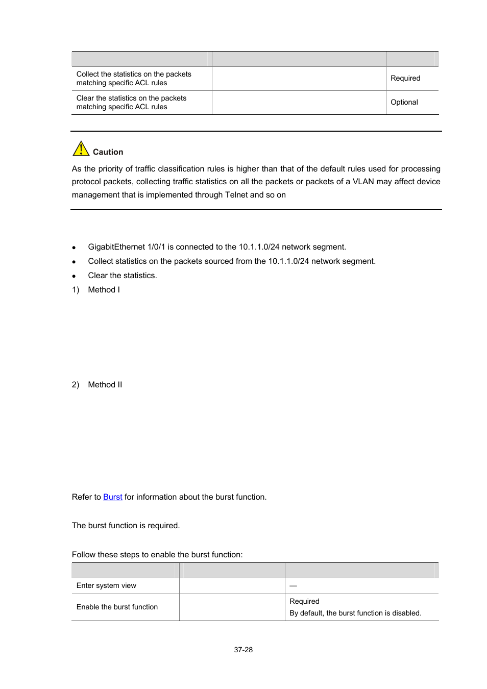 Enabling the burst function | H3C Technologies H3C WX3000 Series Unified Switches User Manual | Page 372 / 686