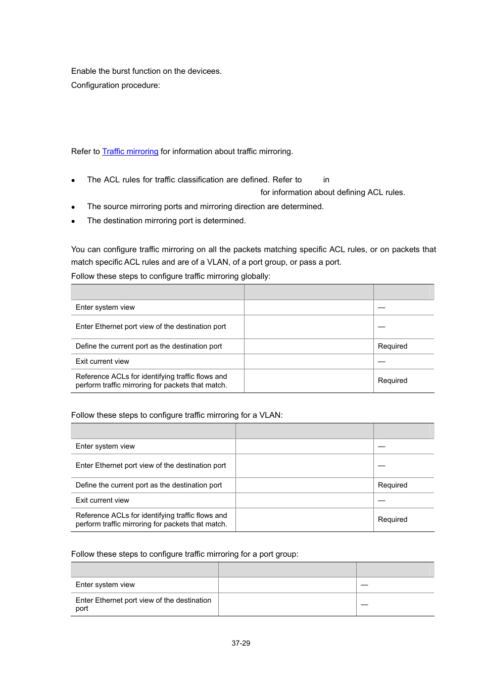 Configuring traffic mirroring | H3C Technologies H3C WX3000 Series Unified Switches User Manual | Page 373 / 686