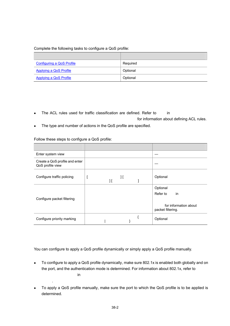 Qos profile configuration, Qos profile configuration task list, Configuring a qos profile | Applying a qos profile, 2 configuring a qos profile, 2 applying a qos profile | H3C Technologies H3C WX3000 Series Unified Switches User Manual | Page 379 / 686