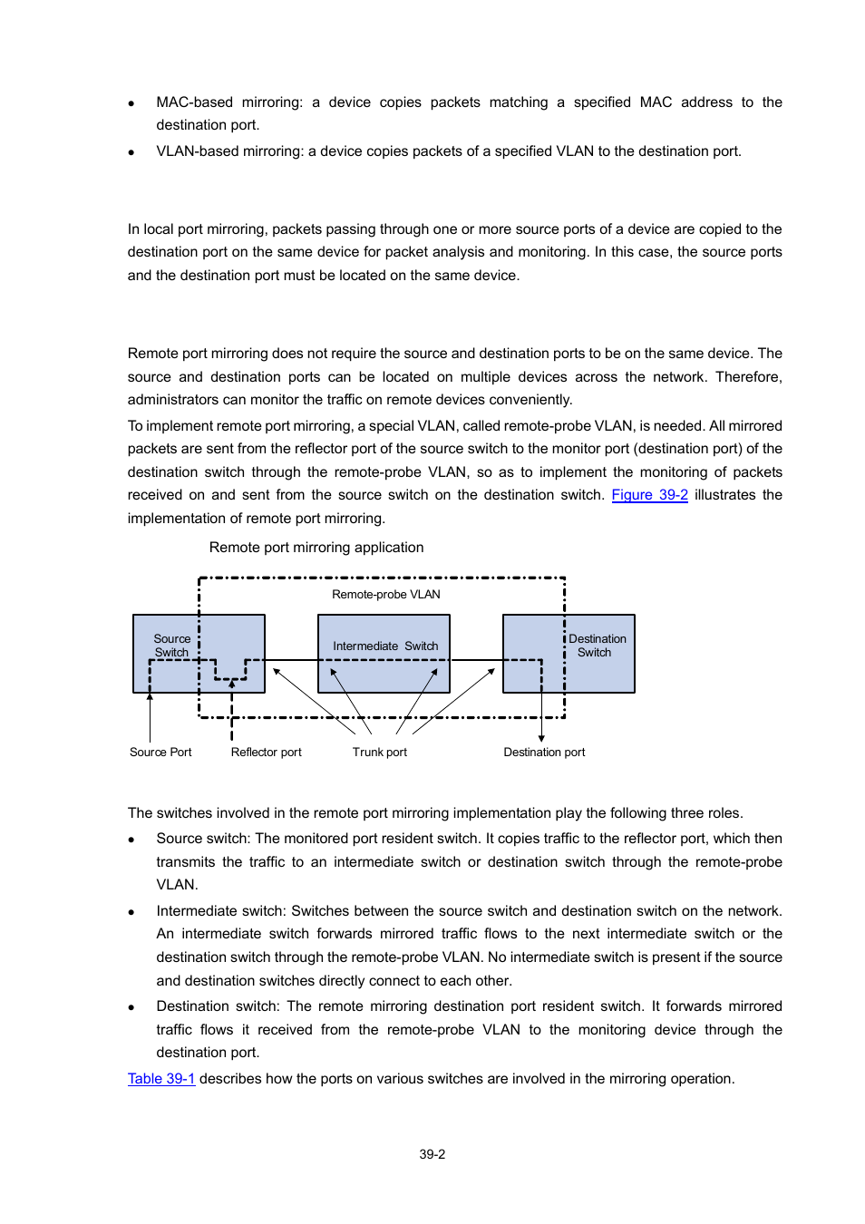 Local port mirroring, Remote port mirroring, 2 remote port mirroring | H3C Technologies H3C WX3000 Series Unified Switches User Manual | Page 384 / 686