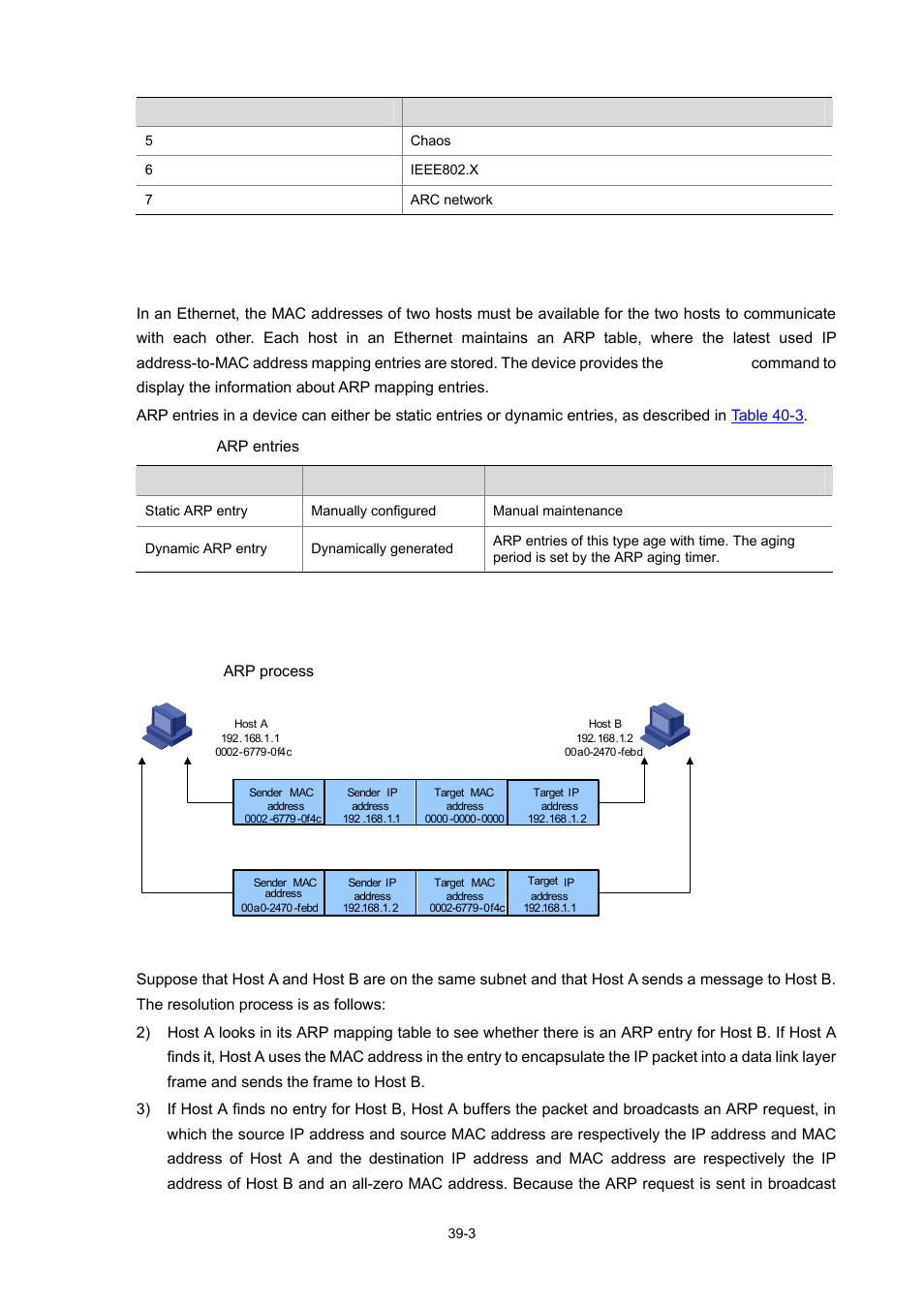 Arp table, Arp process, 3 arp process | H3C Technologies H3C WX3000 Series Unified Switches User Manual | Page 398 / 686