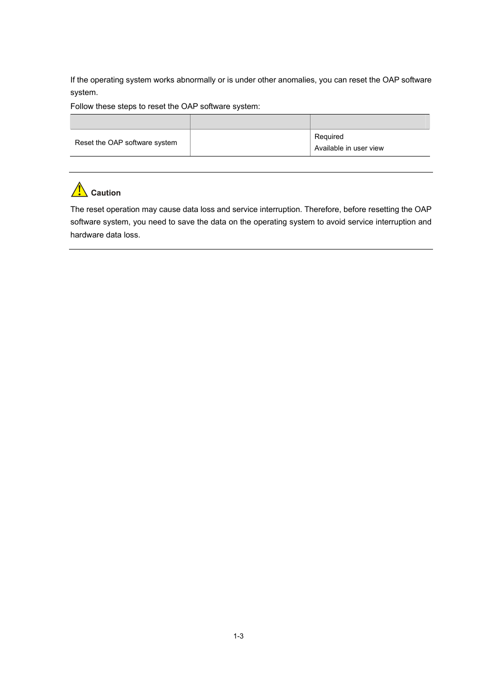 Resetting the oap software system | H3C Technologies H3C WX3000 Series Unified Switches User Manual | Page 40 / 686