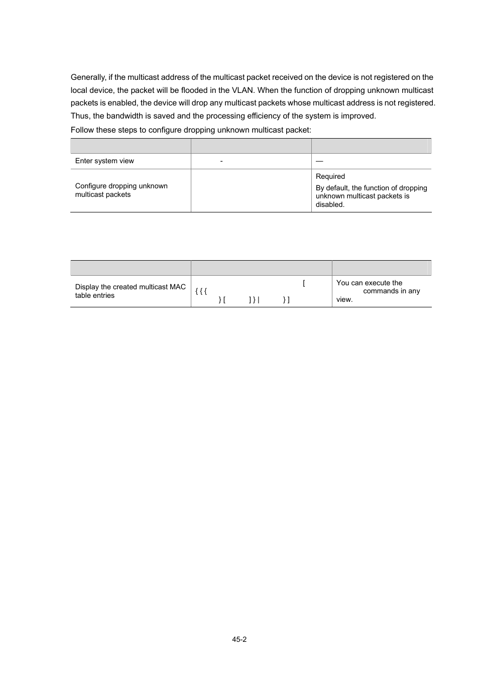 Configuring dropping unknown multicast packets, Configuring dropping unknown multicast packets -2 | H3C Technologies H3C WX3000 Series Unified Switches User Manual | Page 451 / 686