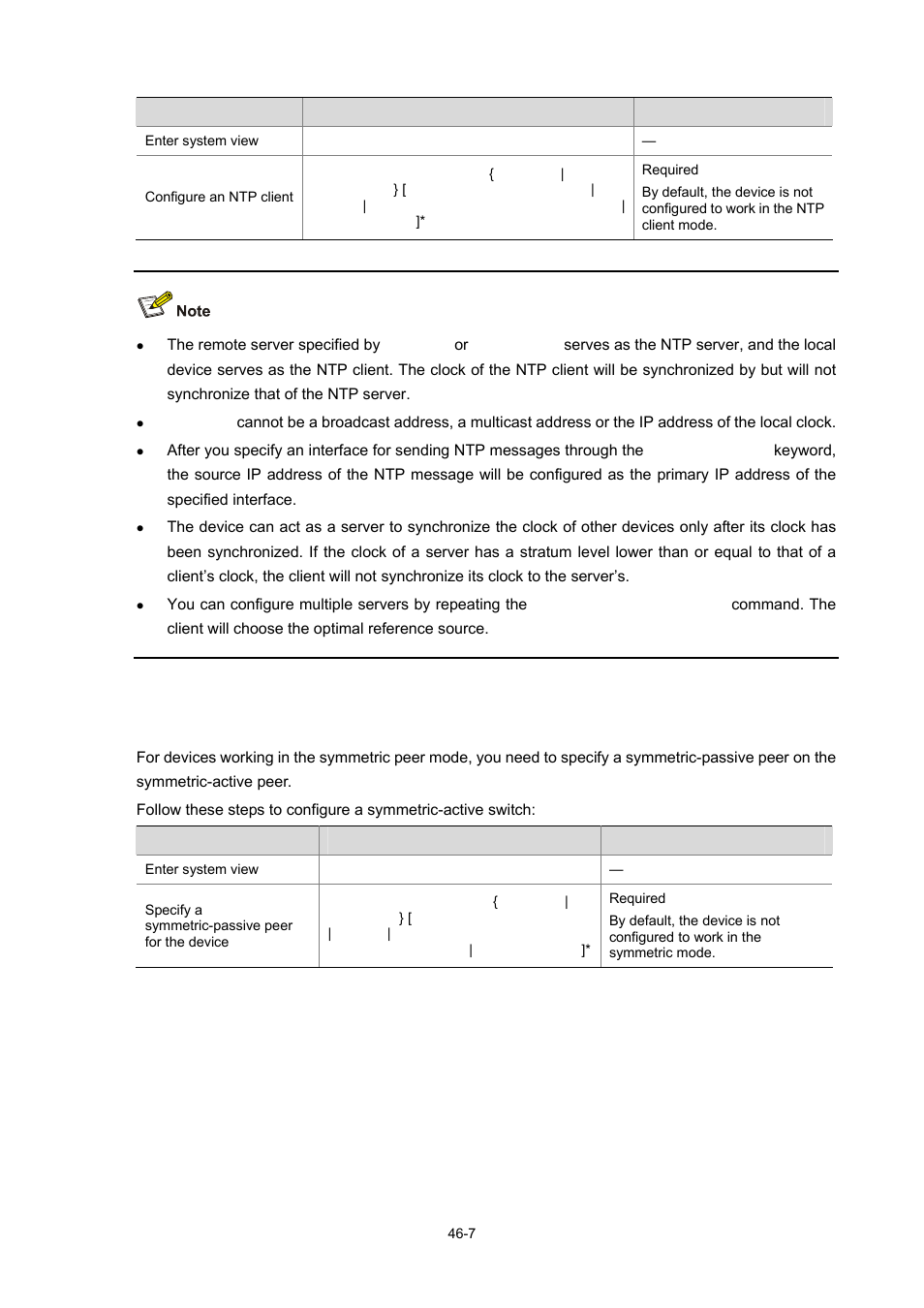 Configuring the ntp symmetric peer mode, Configuring the ntp symmetric peer mode -7 | H3C Technologies H3C WX3000 Series Unified Switches User Manual | Page 458 / 686