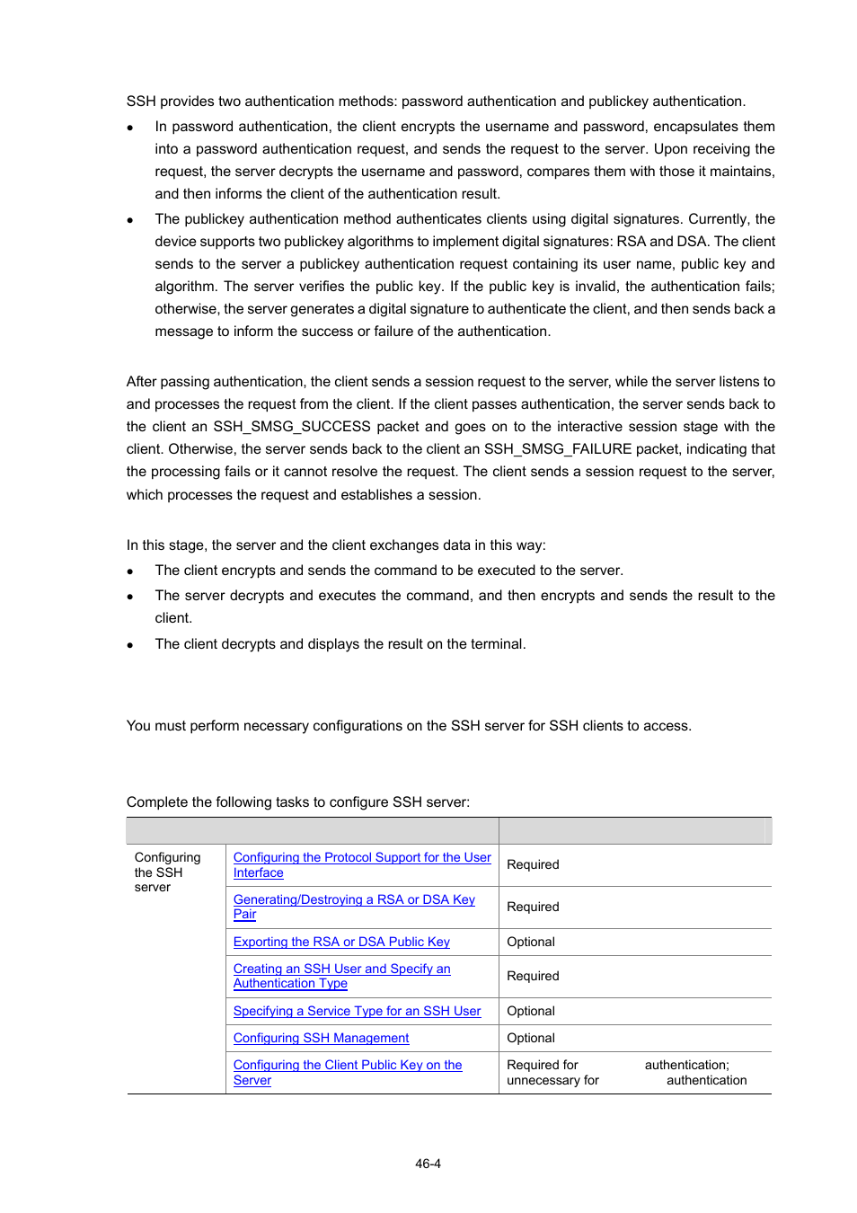 Configuring the ssh server, Ssh server configuration tasks | H3C Technologies H3C WX3000 Series Unified Switches User Manual | Page 476 / 686