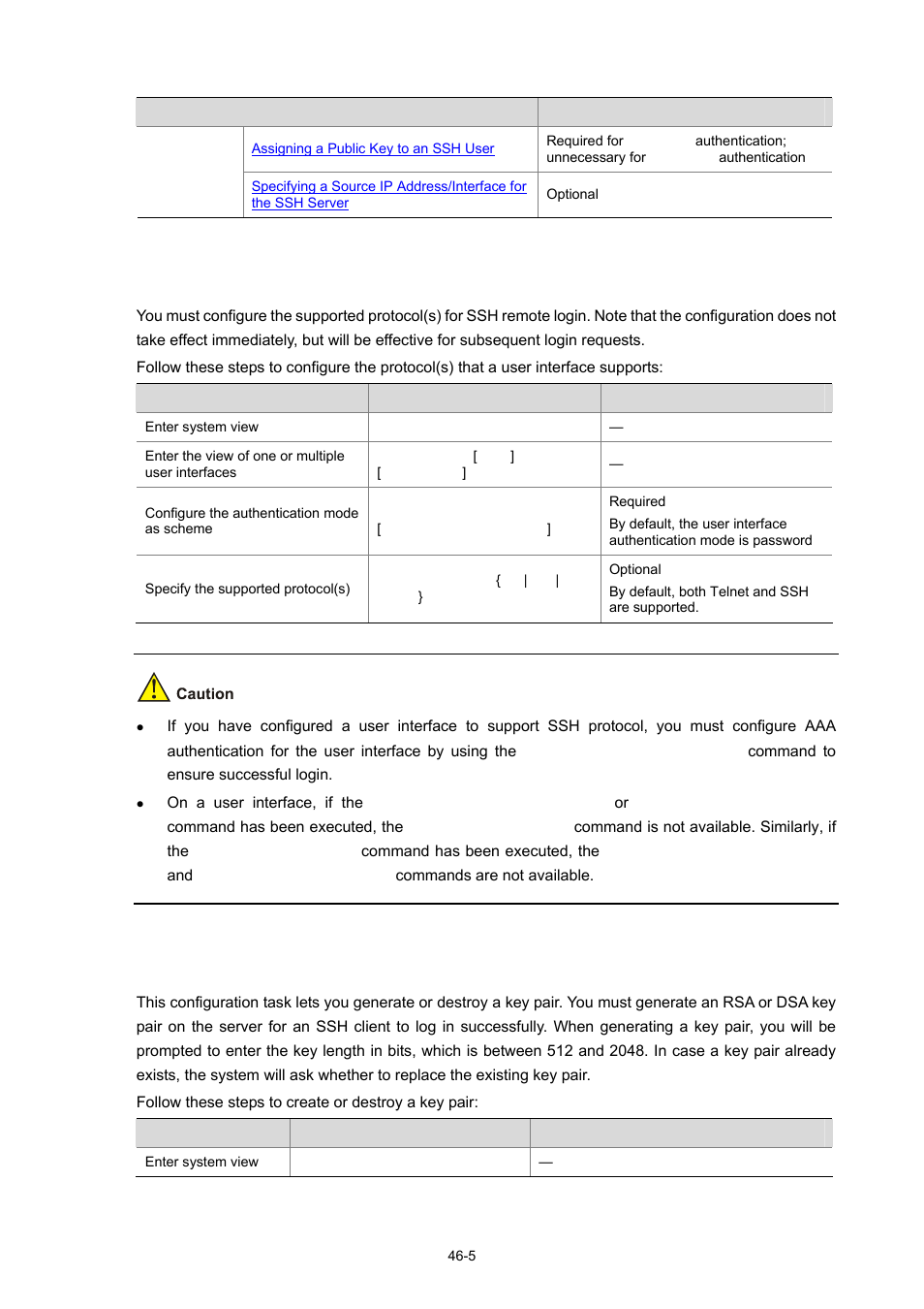 Generating/destroying a rsa or dsa key pair | H3C Technologies H3C WX3000 Series Unified Switches User Manual | Page 477 / 686