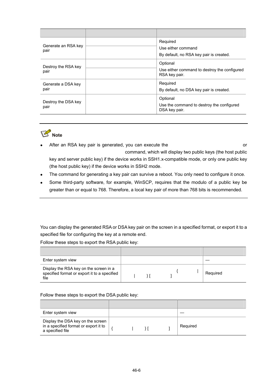 Exporting the rsa or dsa public key, Exporting the rsa or dsa public key -6 | H3C Technologies H3C WX3000 Series Unified Switches User Manual | Page 478 / 686