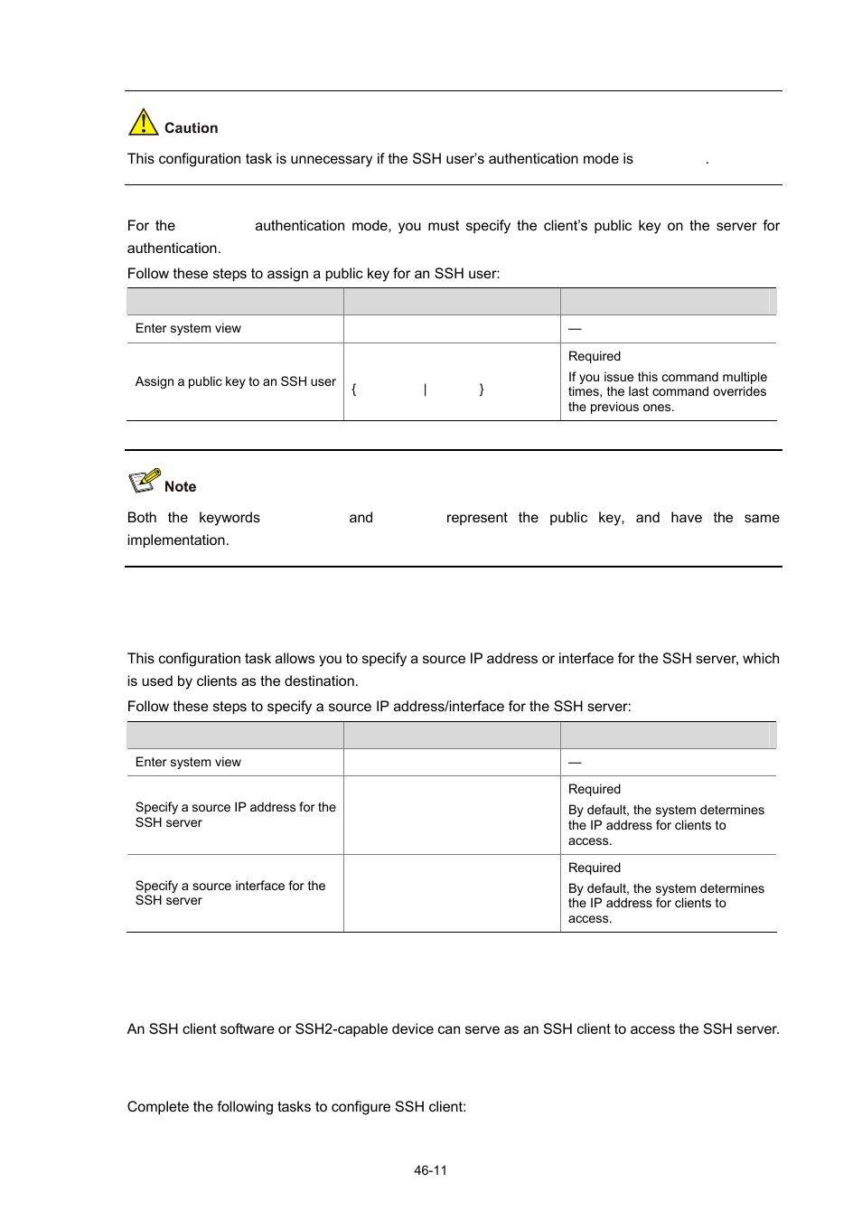 Configuring the ssh client, Ssh client configuration tasks | H3C Technologies H3C WX3000 Series Unified Switches User Manual | Page 483 / 686
