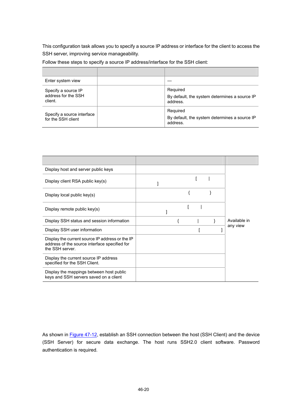 Displaying and maintaining ssh configuration, Ssh configuration examples | H3C Technologies H3C WX3000 Series Unified Switches User Manual | Page 492 / 686