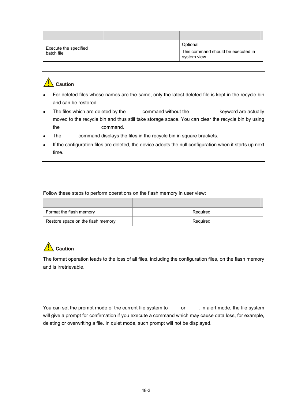 Flash memory operations, Prompt mode configuration, 3 prompt mode configuration | H3C Technologies H3C WX3000 Series Unified Switches User Manual | Page 510 / 686