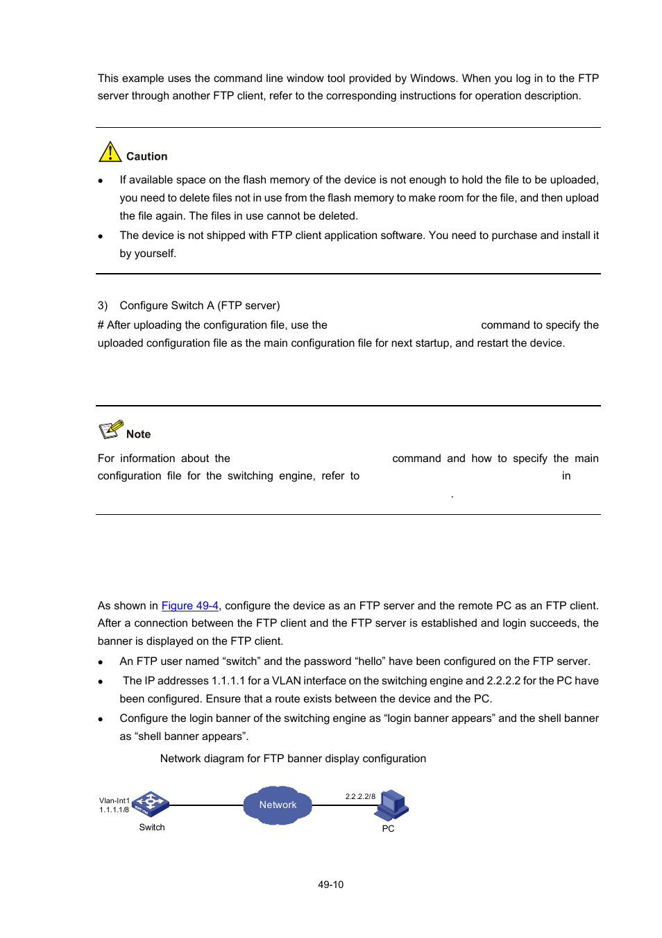 Ftp banner display configuration example, Ftp banner display configuration example -10 | H3C Technologies H3C WX3000 Series Unified Switches User Manual | Page 523 / 686