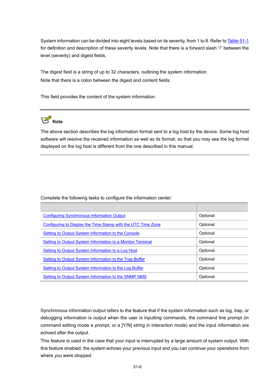 Information center configuration, Configuring synchronous information output | H3C Technologies H3C WX3000 Series Unified Switches User Manual | Page 542 / 686
