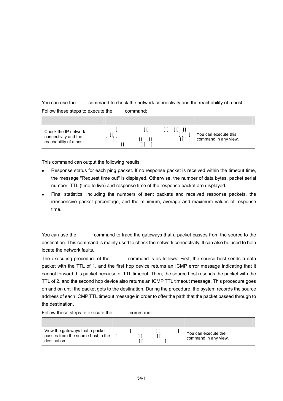 54 network connectivity test, Network connectivity test, Ping | Tracert, 1 tracert | H3C Technologies H3C WX3000 Series Unified Switches User Manual | Page 562 / 686