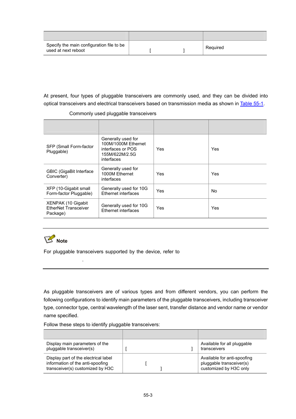 Identifying and diagnosing pluggable transceivers | H3C Technologies H3C WX3000 Series Unified Switches User Manual | Page 565 / 686