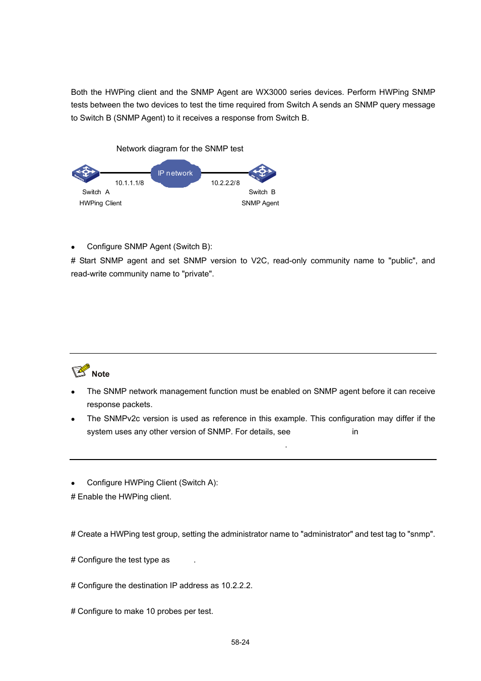 Snmp test | H3C Technologies H3C WX3000 Series Unified Switches User Manual | Page 603 / 686