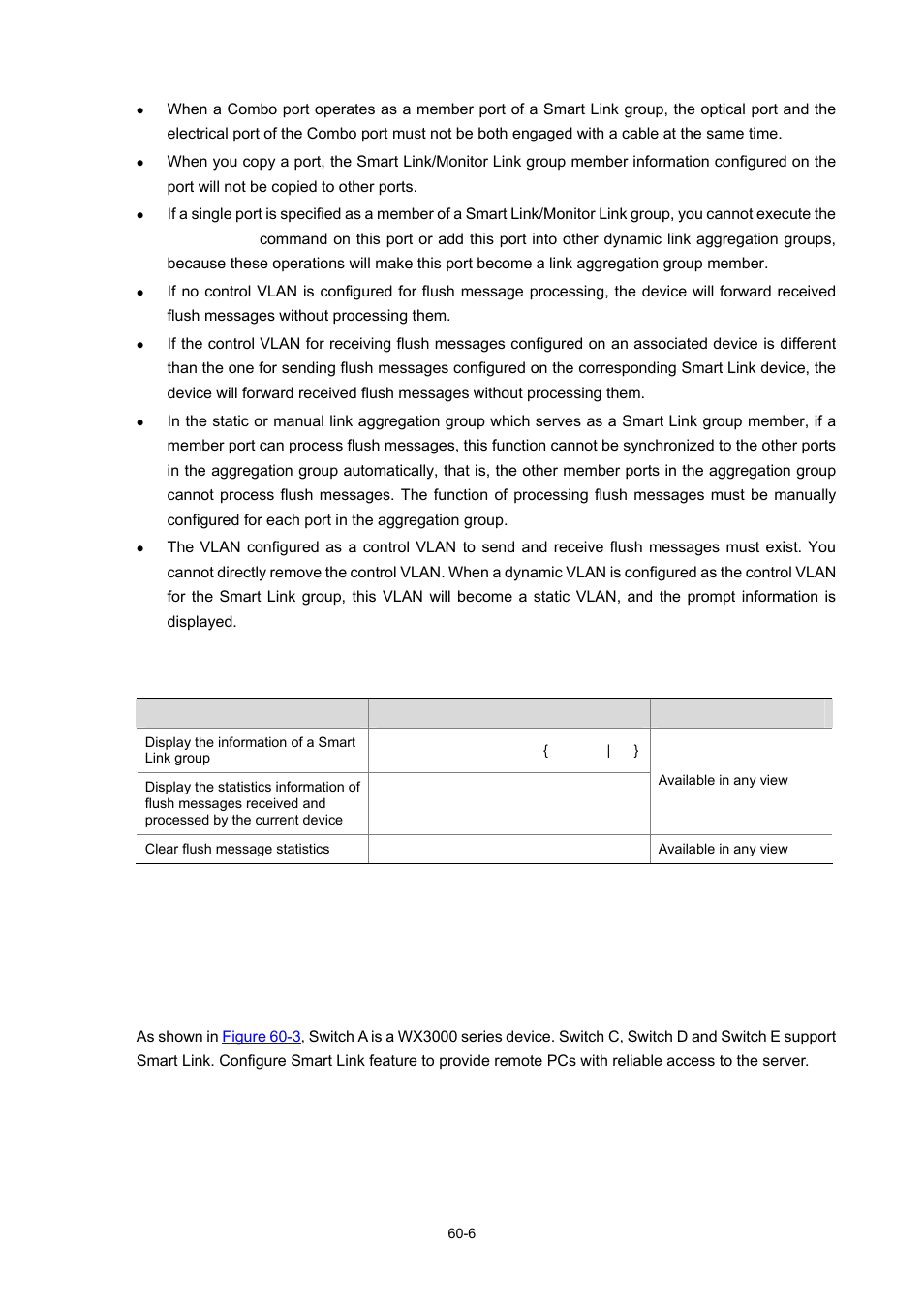 Displaying and maintaining smart link, Smart link configuration example, Implementing link redundancy backup | 6 smart link configuration example, Implementing link redundancy backup -6 | H3C Technologies H3C WX3000 Series Unified Switches User Manual | Page 621 / 686