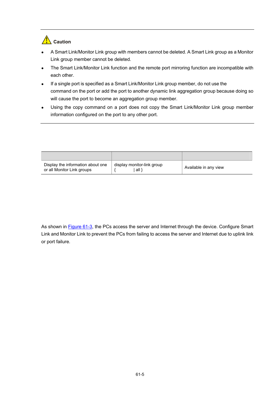 Displaying and maintaining monitor link, Monitor link configuration example, 5 monitor link configuration example | H3C Technologies H3C WX3000 Series Unified Switches User Manual | Page 628 / 686