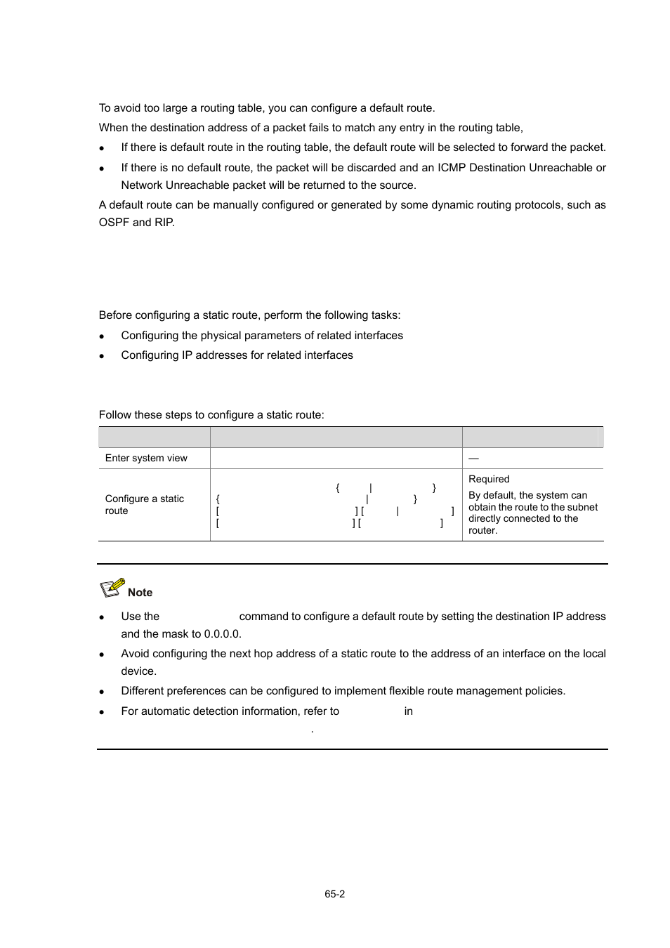 Default route, Static route configuration, Configuration prerequisites | Configuring a static route, 2 configuring a static route | H3C Technologies H3C WX3000 Series Unified Switches User Manual | Page 648 / 686