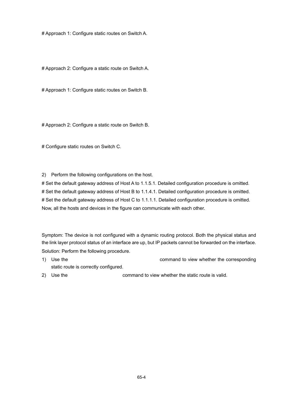 Troubleshooting a static route | H3C Technologies H3C WX3000 Series Unified Switches User Manual | Page 650 / 686