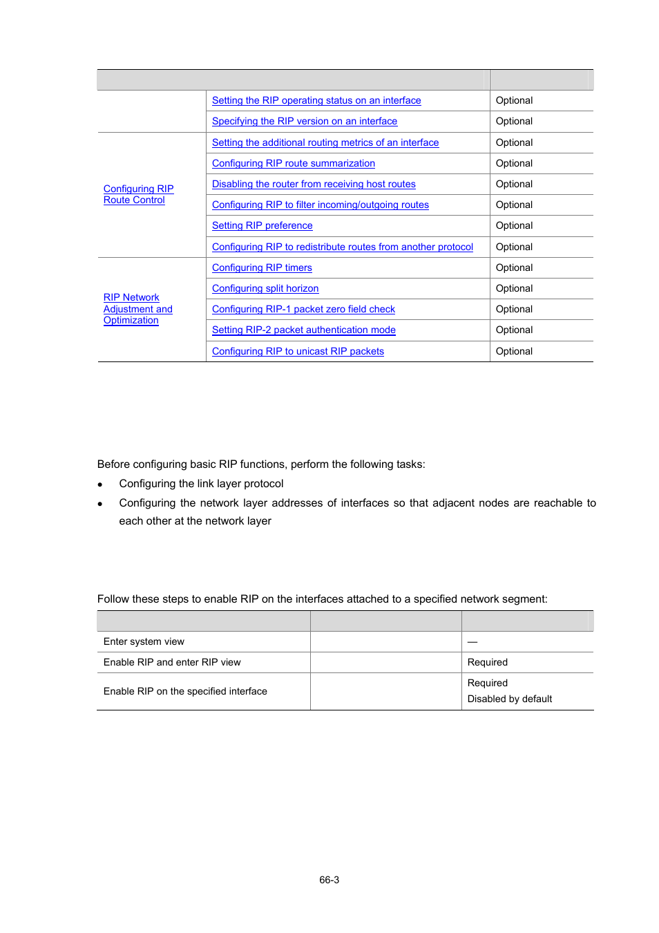 Basic rip configuration, Configuration prerequisites, Configuring basic rip functions | 3 configuring basic rip functions | H3C Technologies H3C WX3000 Series Unified Switches User Manual | Page 653 / 686