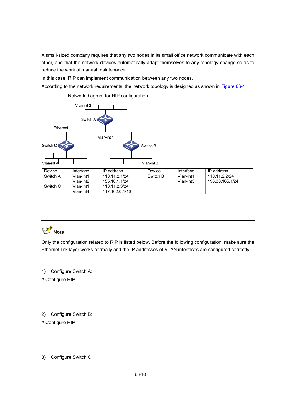 Rip configuration example | H3C Technologies H3C WX3000 Series Unified Switches User Manual | Page 660 / 686