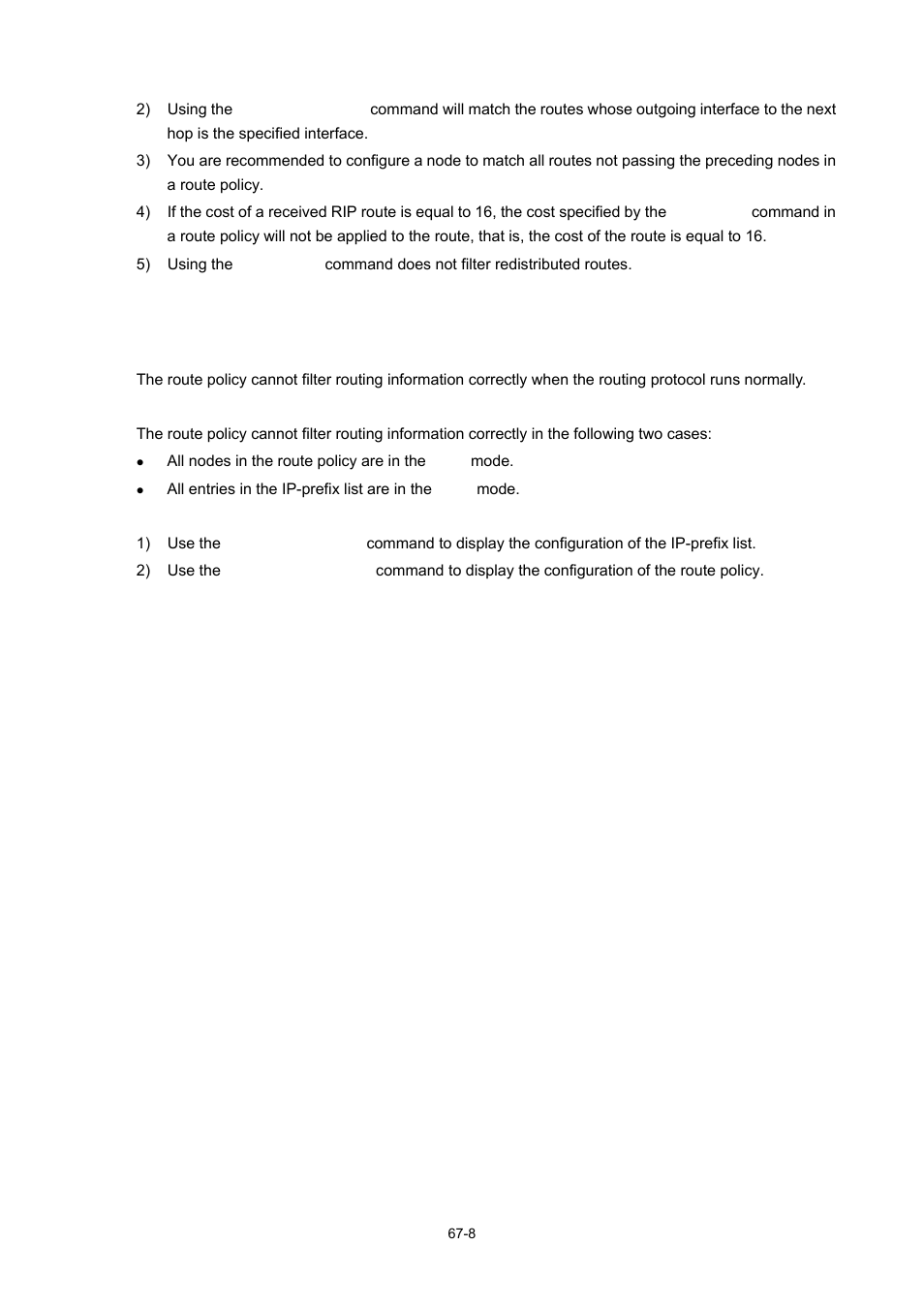Troubleshooting ip route policy | H3C Technologies H3C WX3000 Series Unified Switches User Manual | Page 669 / 686