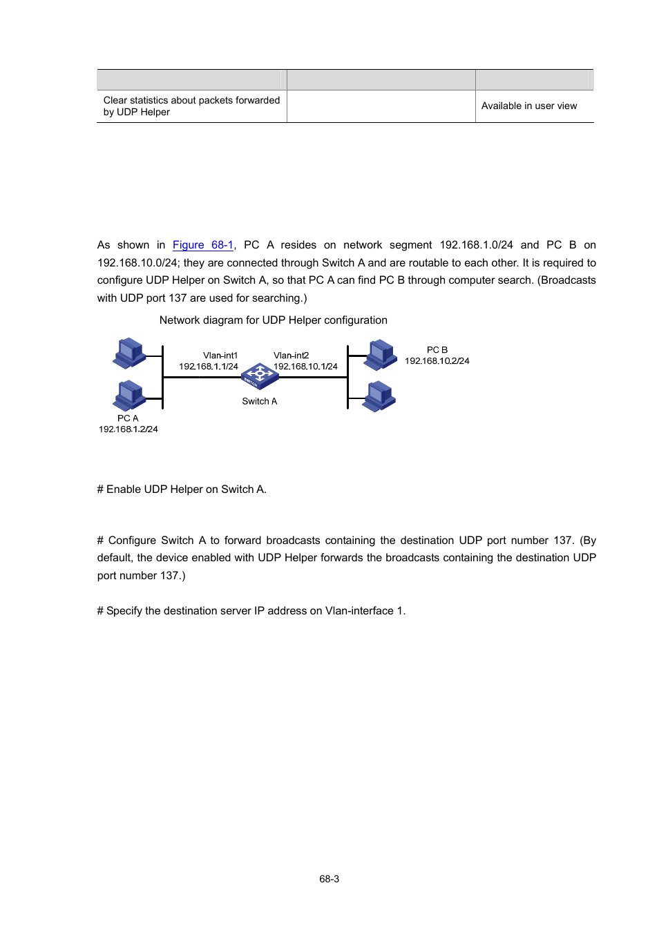 Udp helper configuration example, Cross-network computer search through udp helper | H3C Technologies H3C WX3000 Series Unified Switches User Manual | Page 672 / 686