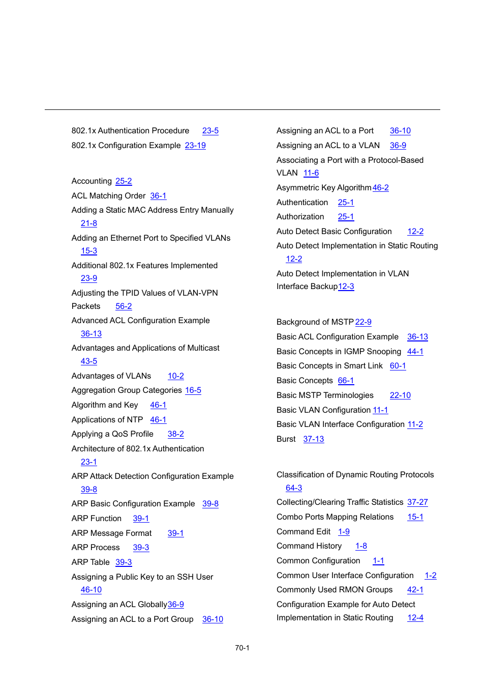 70 index, Index | H3C Technologies H3C WX3000 Series Unified Switches User Manual | Page 676 / 686