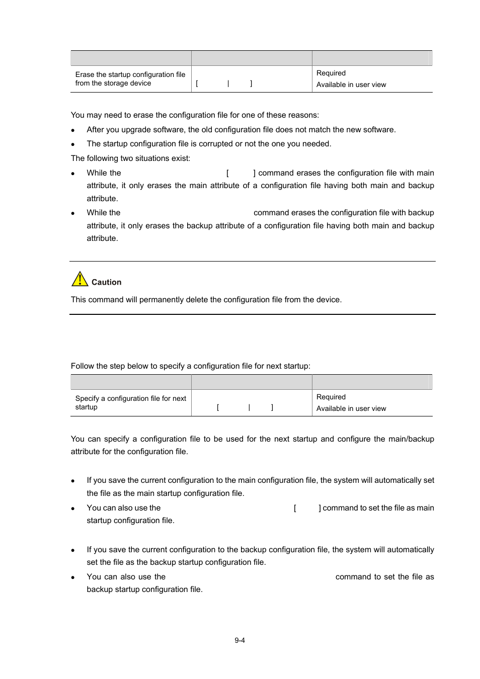 Specifying a configuration file for next startup | H3C Technologies H3C WX3000 Series Unified Switches User Manual | Page 72 / 686