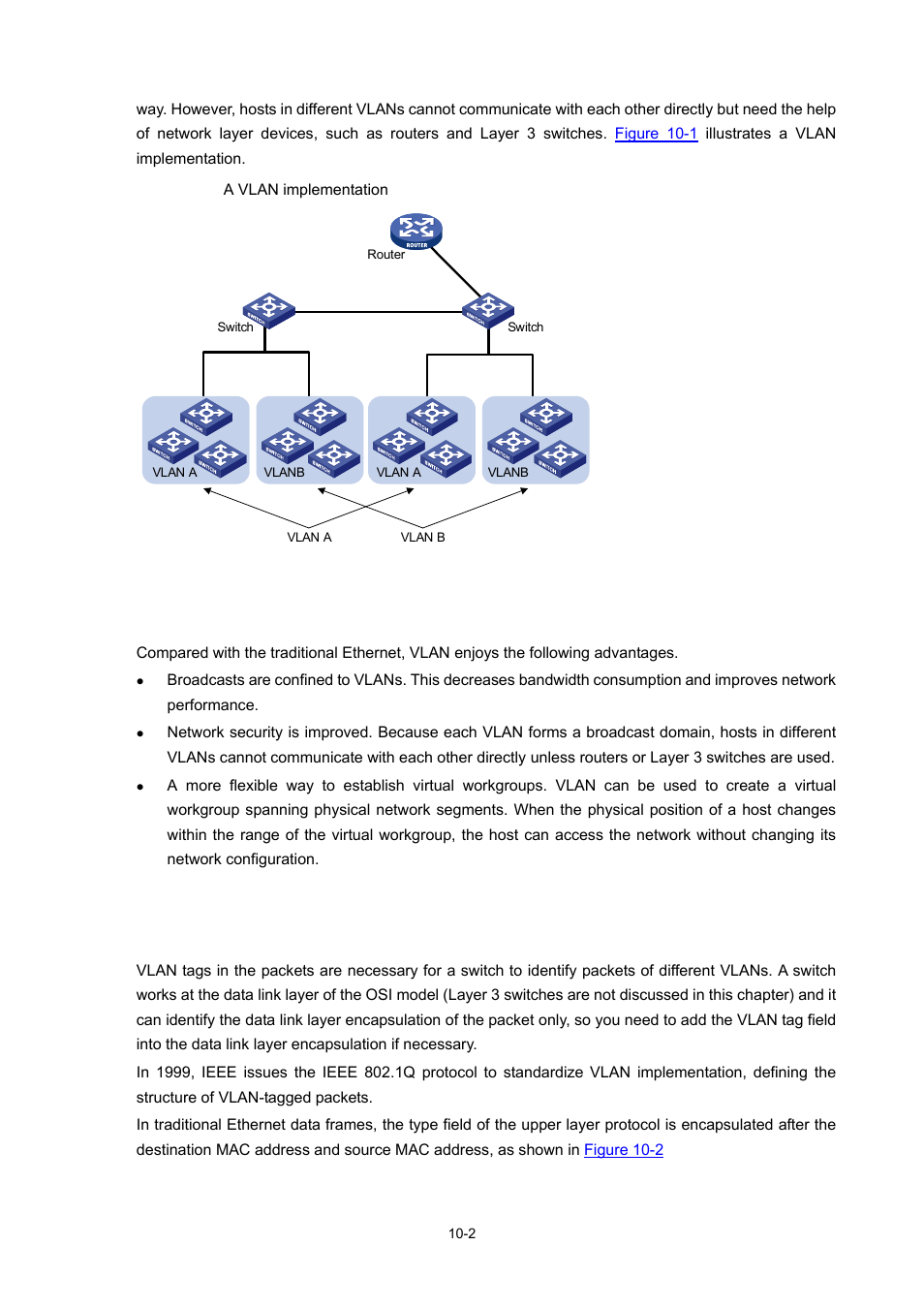 Advantages of vlans, How vlan works, Vlan tag | H3C Technologies H3C WX3000 Series Unified Switches User Manual | Page 75 / 686