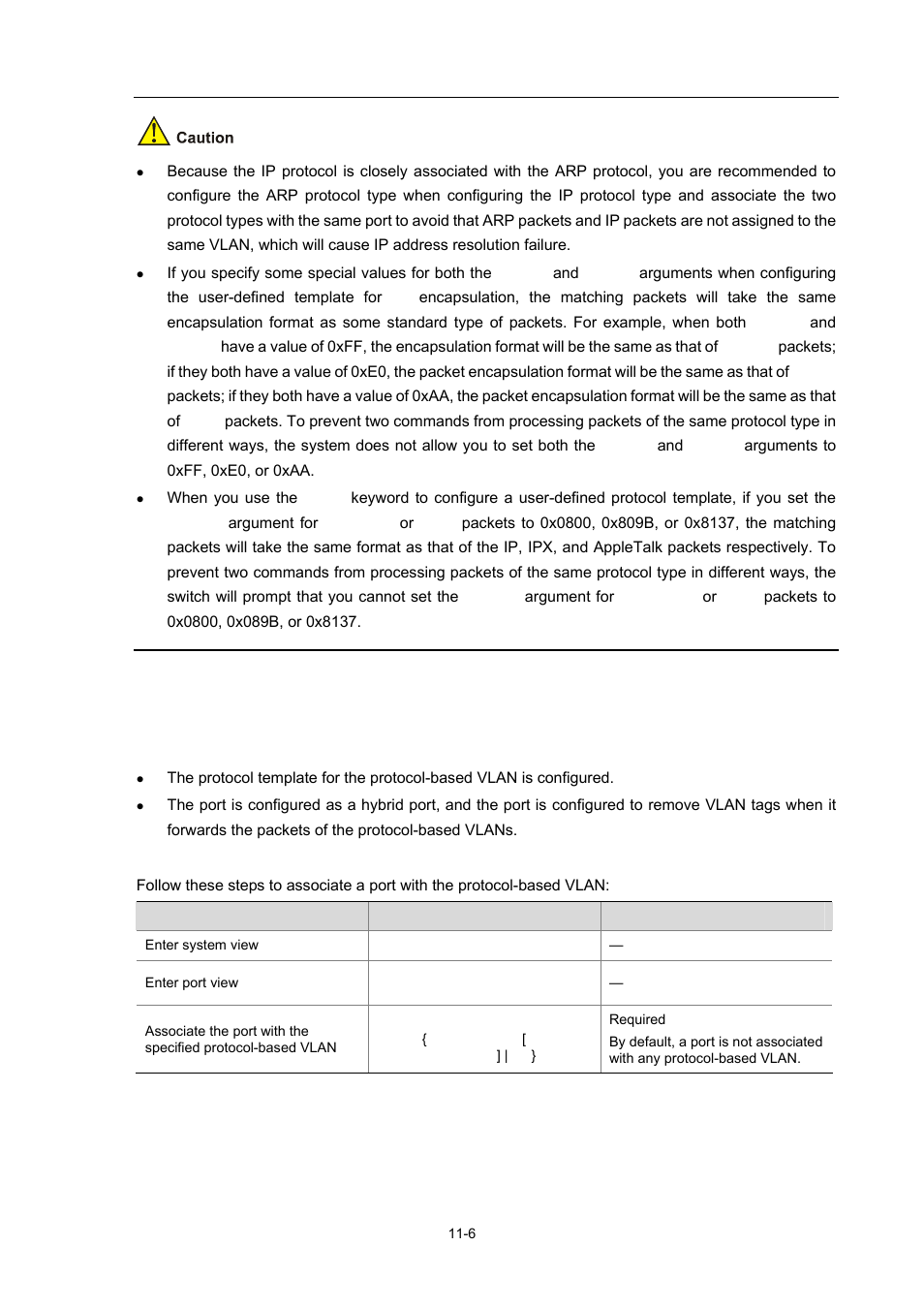 Associating a port with a protocol-based vlan, Configuration prerequisites, Configuration procedure | Associating a port with a protocol-based vlan -6 | H3C Technologies H3C WX3000 Series Unified Switches User Manual | Page 87 / 686