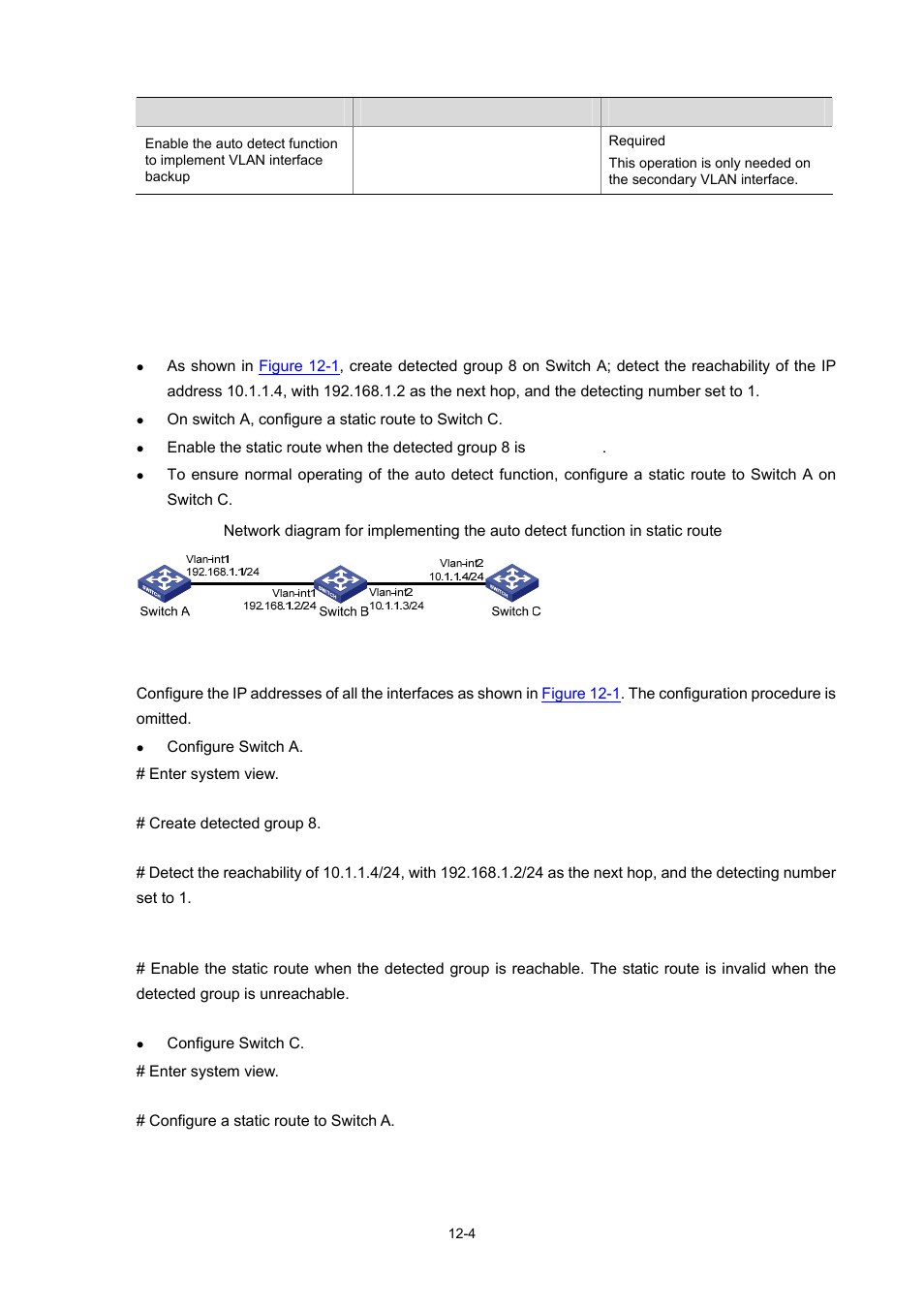Auto detect configuration examples, Network requirements, Configuration procedure | H3C Technologies H3C WX3000 Series Unified Switches User Manual | Page 94 / 686